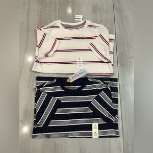 Cat & Jack Boys' Striped Button Down Shirts - Cream and Navy